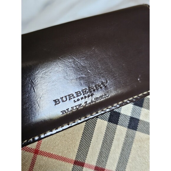 BURBERRY London Blue Label Nova Check Canvas Leather Small Bifold Compact Wallet - Picture 8 of 16